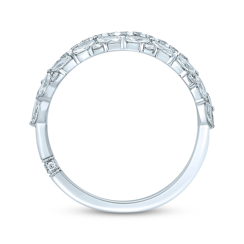Main Image 3 of Previously Owned Monique Lhuillier Bliss Diamond Wedding Band 1-1/4 ct tw Round & Marquise-cut 18K White Gold