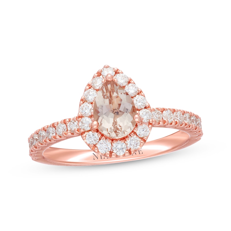 Main Image 1 of Previously Owned Neil Lane Morganite Engagement Ring 5/8 ct tw Pear & Round-cut 14K Rose Gold