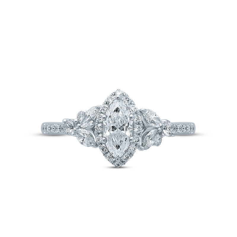Main Image 2 of Previously Owned Monique Lhuillier Bliss Diamond Engagement Ring 1-1/8 ct tw Marquise & Round-cut 18K White Gold