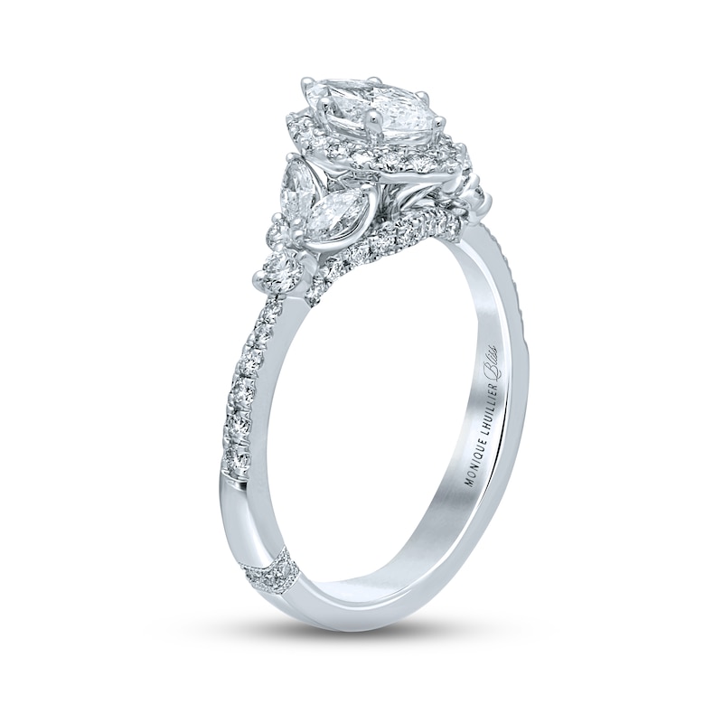 Main Image 3 of Previously Owned Monique Lhuillier Bliss Diamond Engagement Ring 1-1/8 ct tw Marquise & Round-cut 18K White Gold