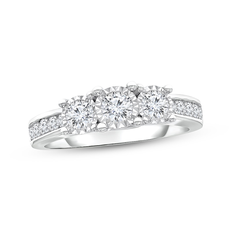 Main Image 1 of Previously Owned Diamond Engagement Ring 1 ct tw Round-cut 10K White Gold