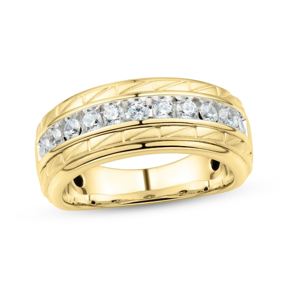 Previously Owned Men's Diamond Wedding Band 3/4 ct tw Round-cut 10K Yellow Gold