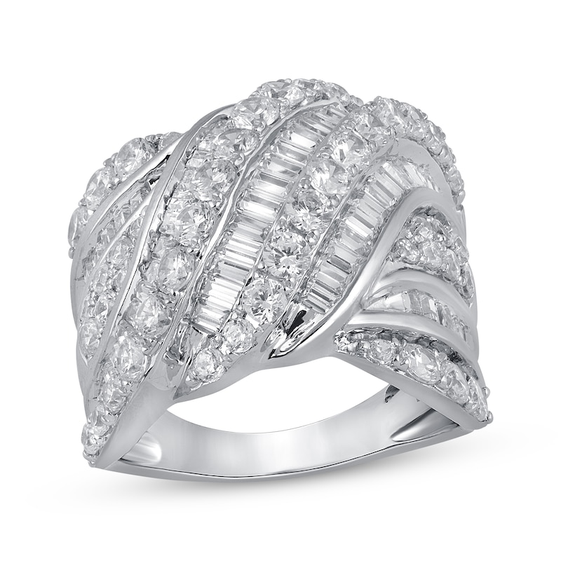 Main Image 1 of Previously Owned Diamond Ring 3 ct tw Baguette/Round-cut 14K White Gold