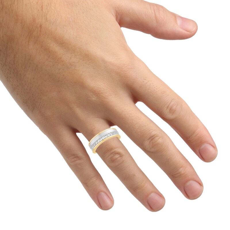 Previously Owned Men's Diamond Wedding Band 1/2 ct tw Round-cut 10K Two-Tone Gold