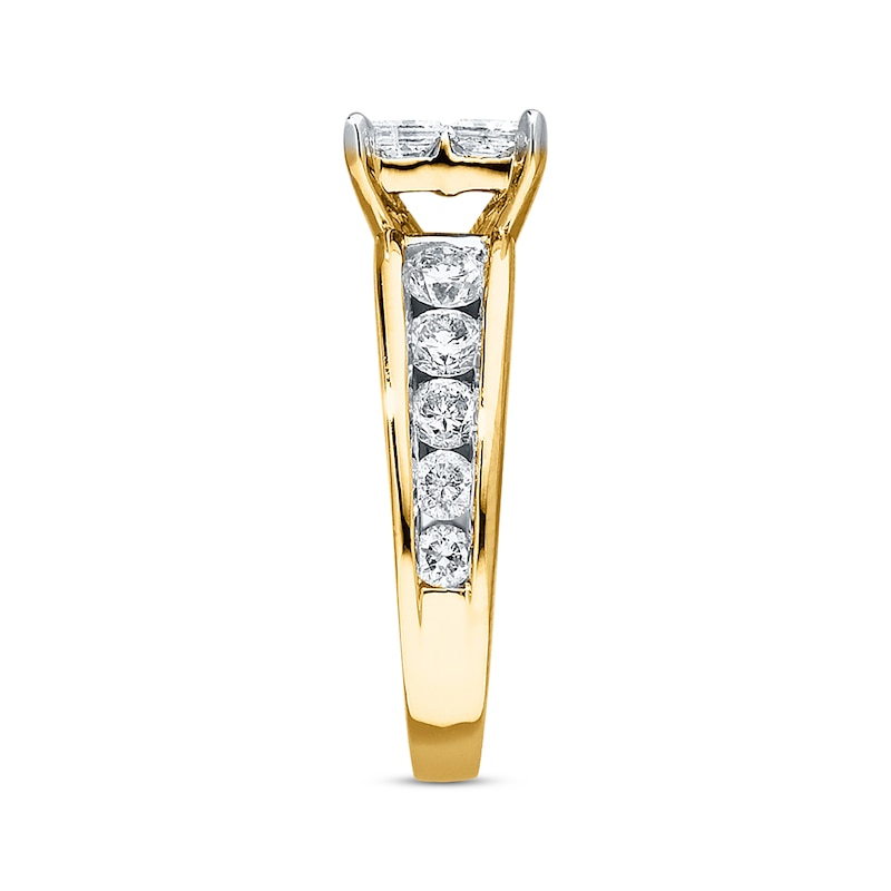 Main Image 2 of Previously Owned Diamond Engagement Ring 2-1/2 ct tw Princess/Round-cut 14K Yellow Gold