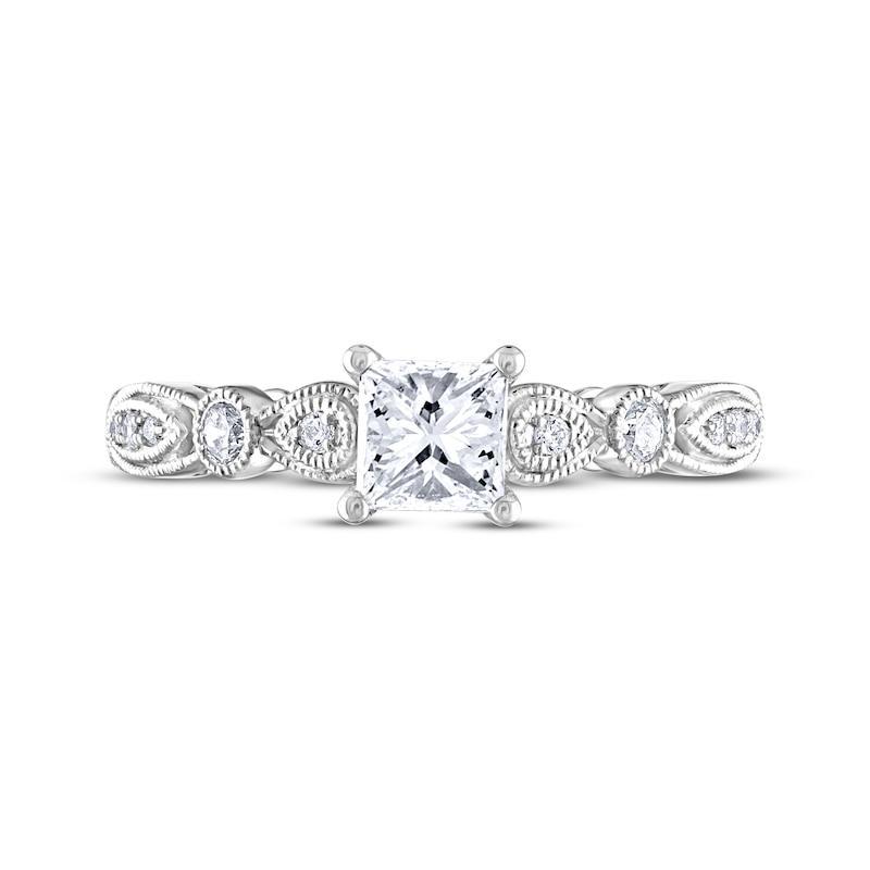 Main Image 3 of Previously Owned Adrianna Papell Diamond Engagement Ring 1/2 ct tw Princess & Round-cut 14K White Gold