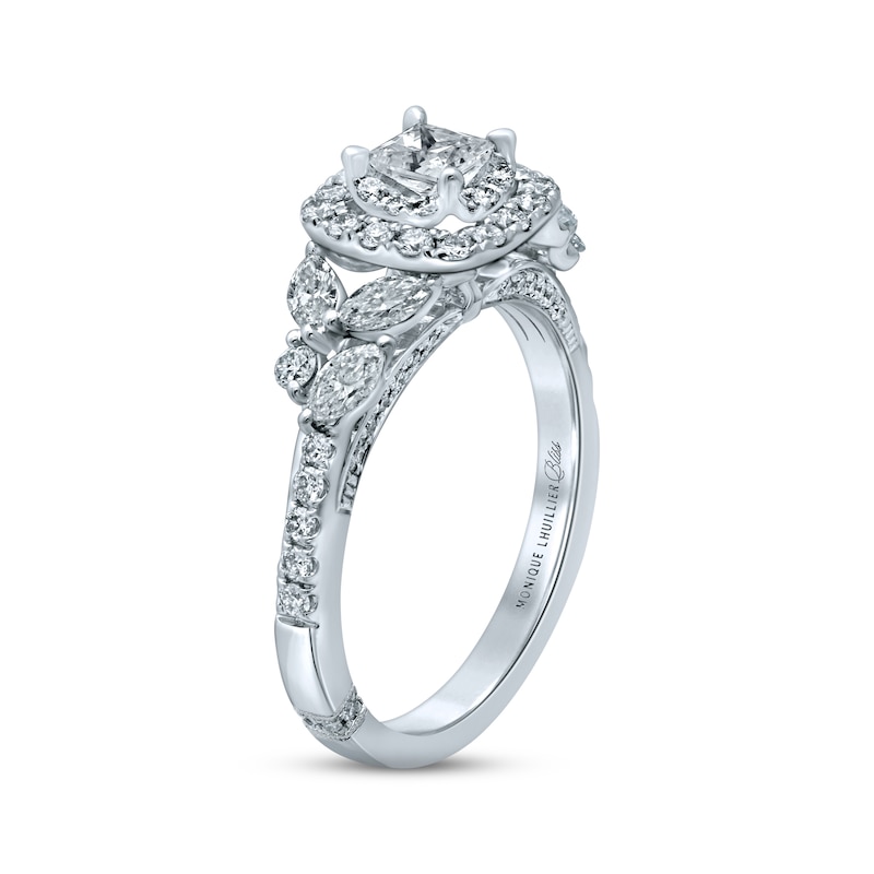 Previously Owned Monique Lhuillier Bliss Diamond Engagement Ring 1-1/6 ct tw Princess, Marquise & Round-cut 18K White Gold