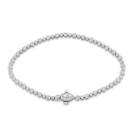 Previously Owned Forever Connected Diamond Bracelet 1 ct tw Pear & Round-cut 10K White Gold