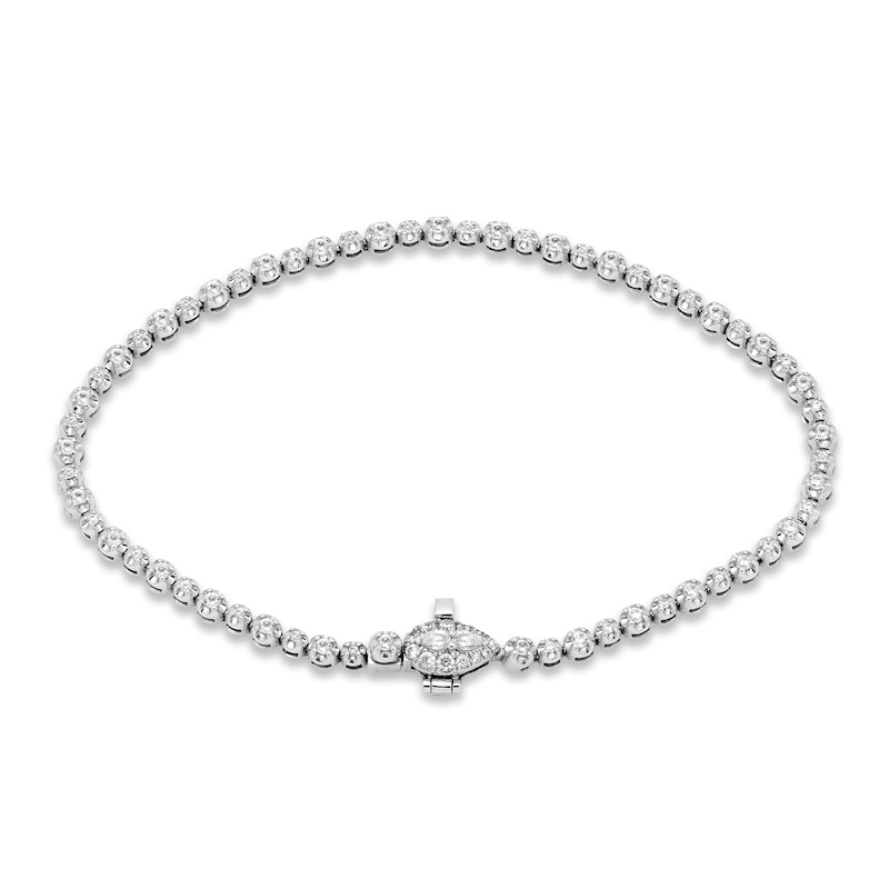 Main Image 1 of Previously Owned Forever Connected Diamond Bracelet 1 ct tw Pear & Round-cut 10K White Gold