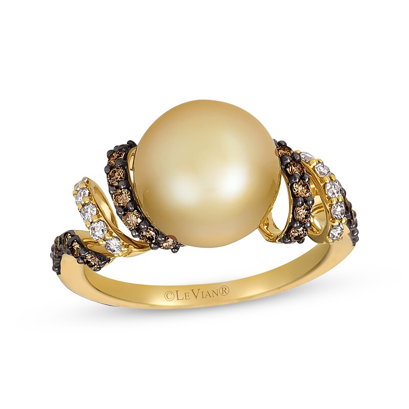 Main Image 1 of Previously Owned Le Vian Cultured Pearl Ring 3/8 ct tw Diamonds 14K Honey Gold