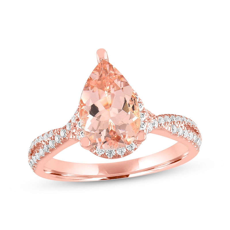 Previously Owned Morganite Engagement Ring 1/3 ct tw Round-cut Diamonds 14K Rose Gold