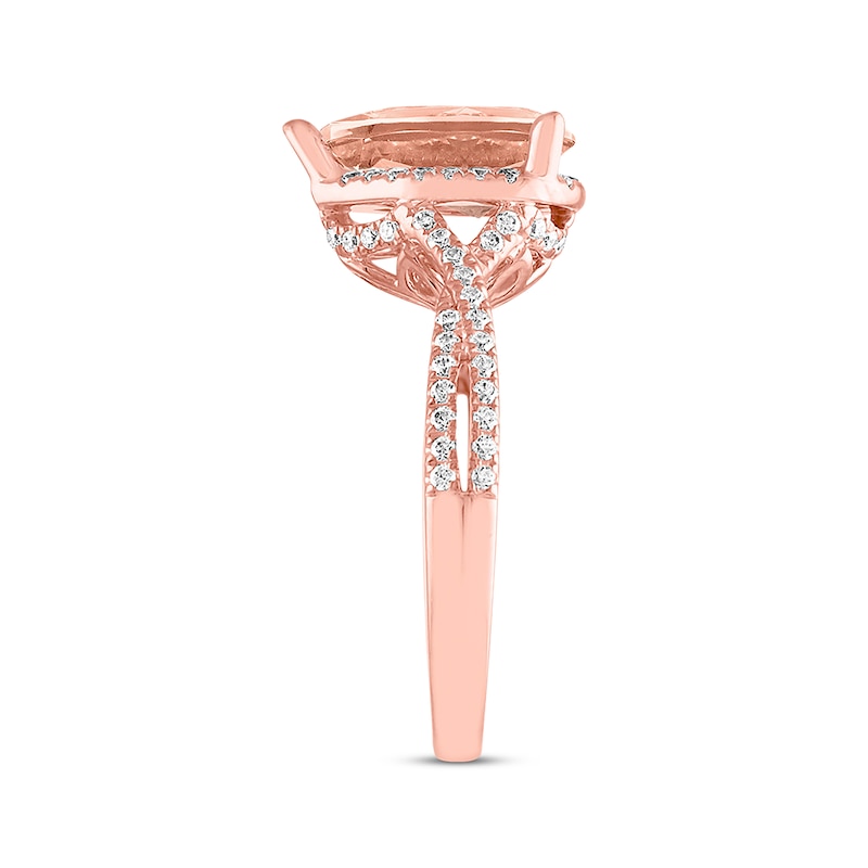 Previously Owned Morganite Engagement Ring 1/3 ct tw Round-cut Diamonds 14K Rose Gold