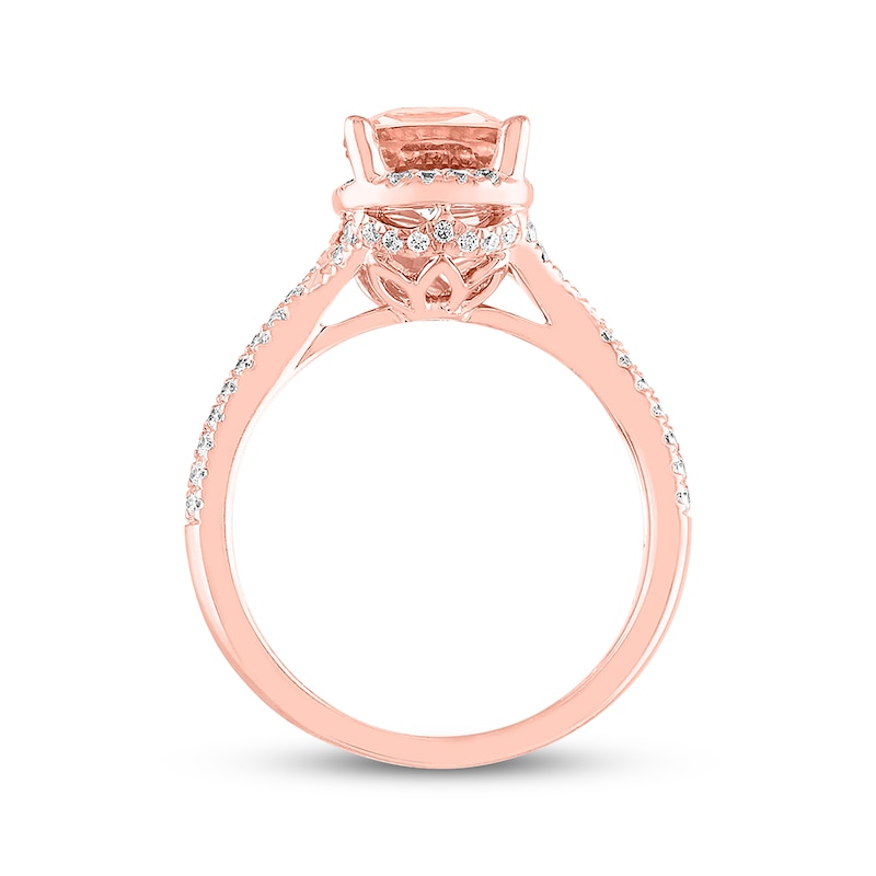 Previously Owned Morganite Engagement Ring 1/3 ct tw Round-cut Diamonds 14K Rose Gold