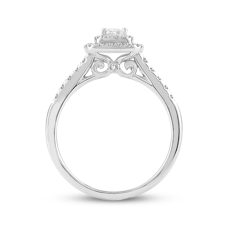 Main Image 3 of Previously Owned Diamond Engagement Ring 1/2 ct tw Princess & Round-cut 14K White Gold