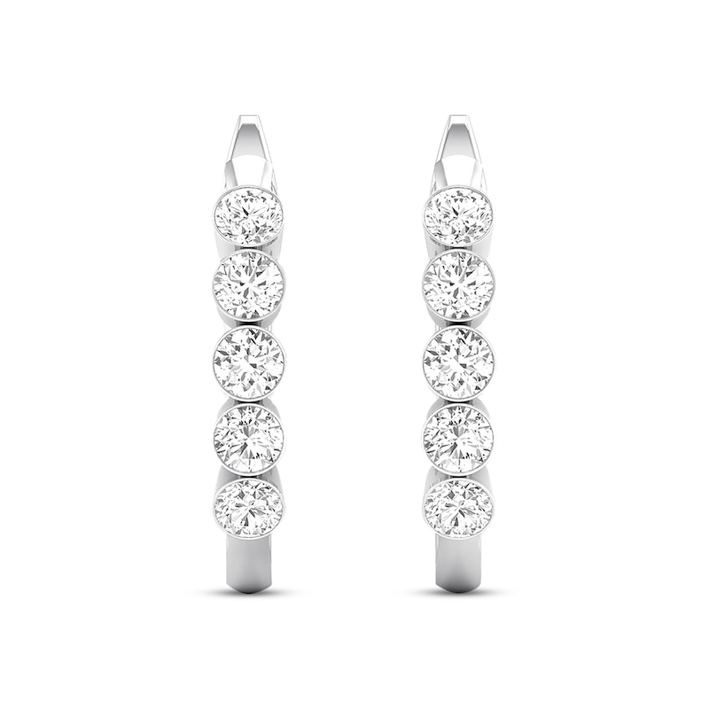 Main Image 2 of Previously Owned Diamond Hoop Earrings 1 ct tw Round 14K White Gold