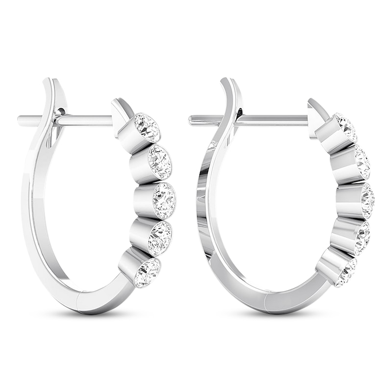 Main Image 4 of Previously Owned Diamond Hoop Earrings 1 ct tw Round 14K White Gold