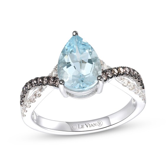 Previously Owned Le Vian Aquamarine Ring 1/3 ct tw Diamonds 14K Vanilla Gold