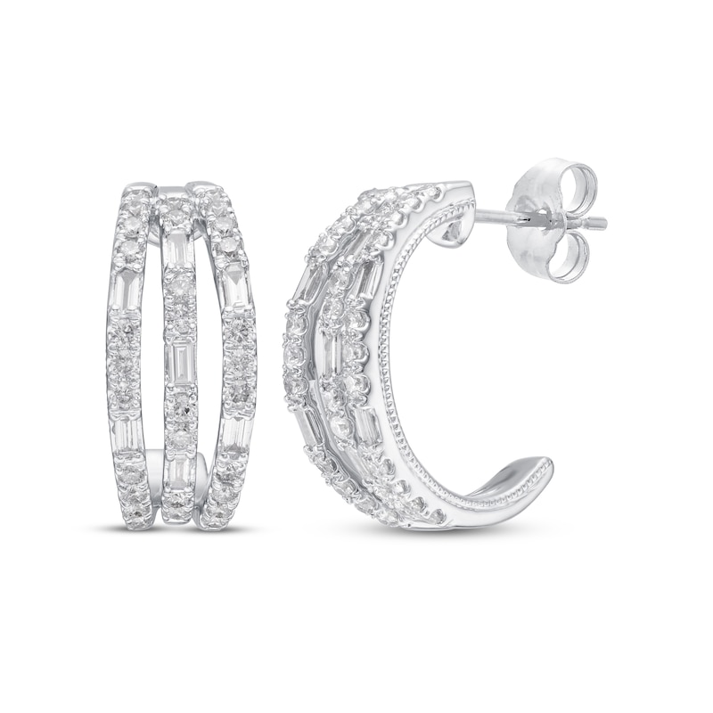 Previously Owned Neil Lane Diamond Hoop Earrings 1 ct tw 14K White Gold