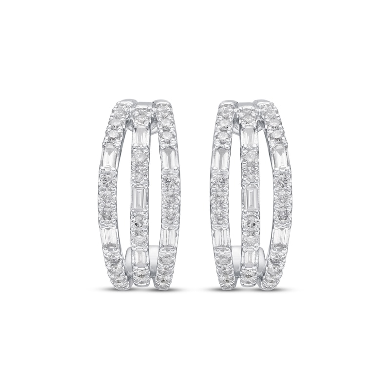 Previously Owned Neil Lane Diamond Hoop Earrings 1 ct tw 14K White Gold
