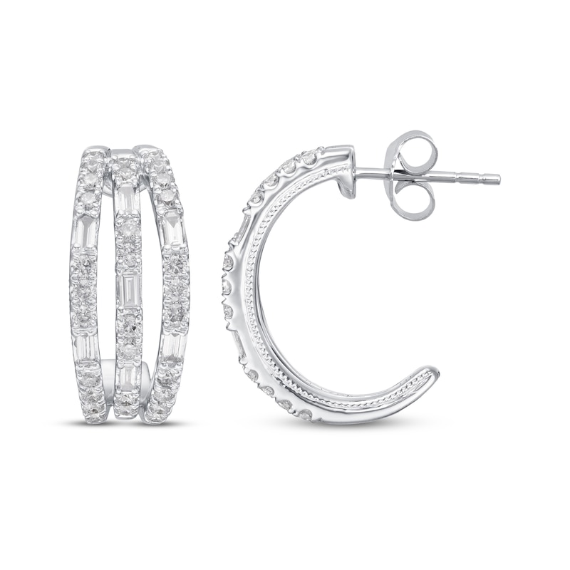Previously Owned Neil Lane Diamond Hoop Earrings 1 ct tw 14K White Gold