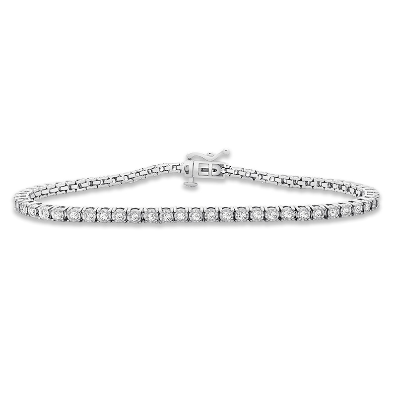 Main Image 1 of Previously Owned Diamond Bracelet 1 ct tw Round-cut 10K White Gold 7.25" Length