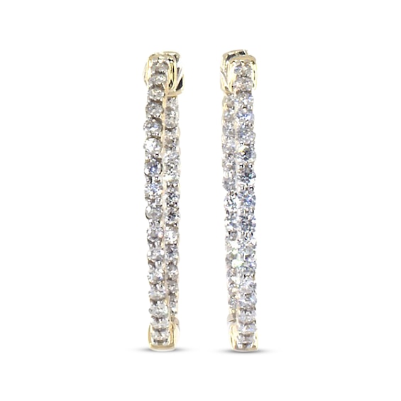 Previously Owned Diamond Hoop Earrings 5/8 ct tw Round-cut 14K Yellow Gold
