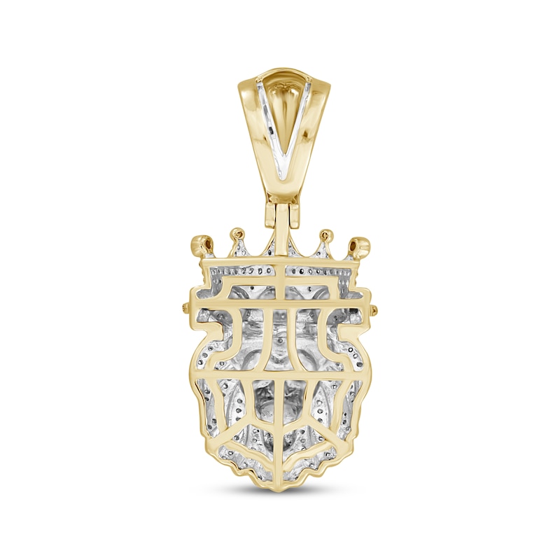 Main Image 4 of Previously Owned Men's Diamond and Lab-Created Ruby Lion Head Pendant 3/4 ct tw 10K Yellow Gold
