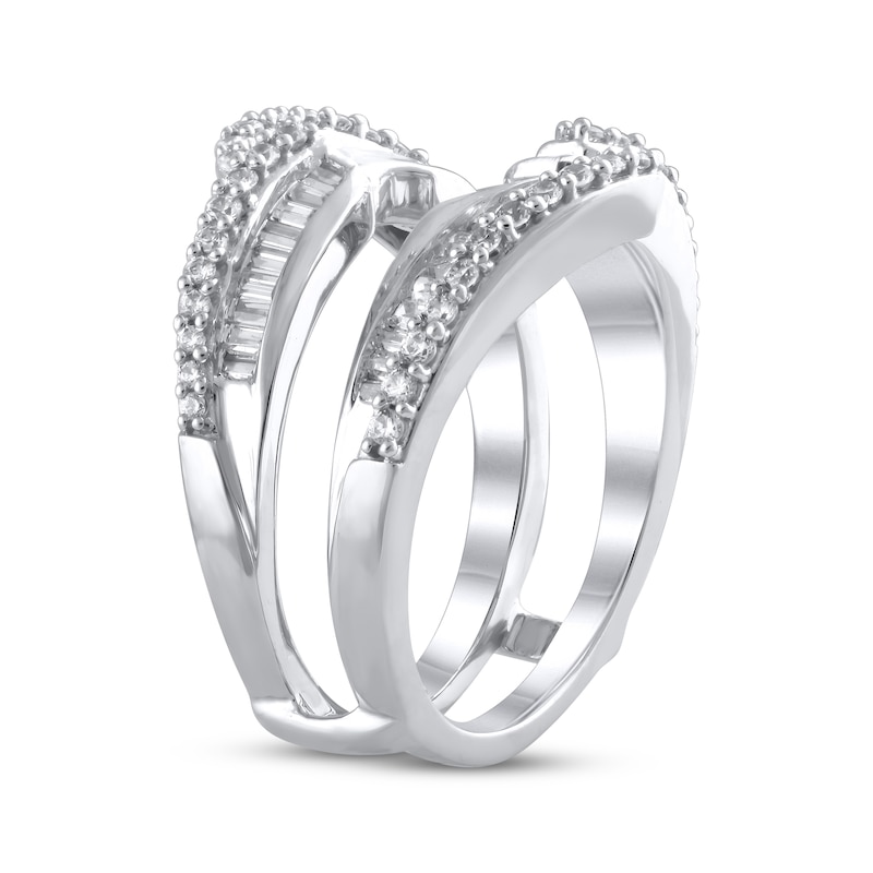 Main Image 2 of Previously Owned Diamond Enhancer Ring 1 ct tw Baguette & Round-cut 14K White Gold
