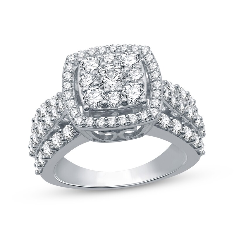 Previously Owned Diamond Engagement Ring 2 ct tw Round-Cut 10K White ...