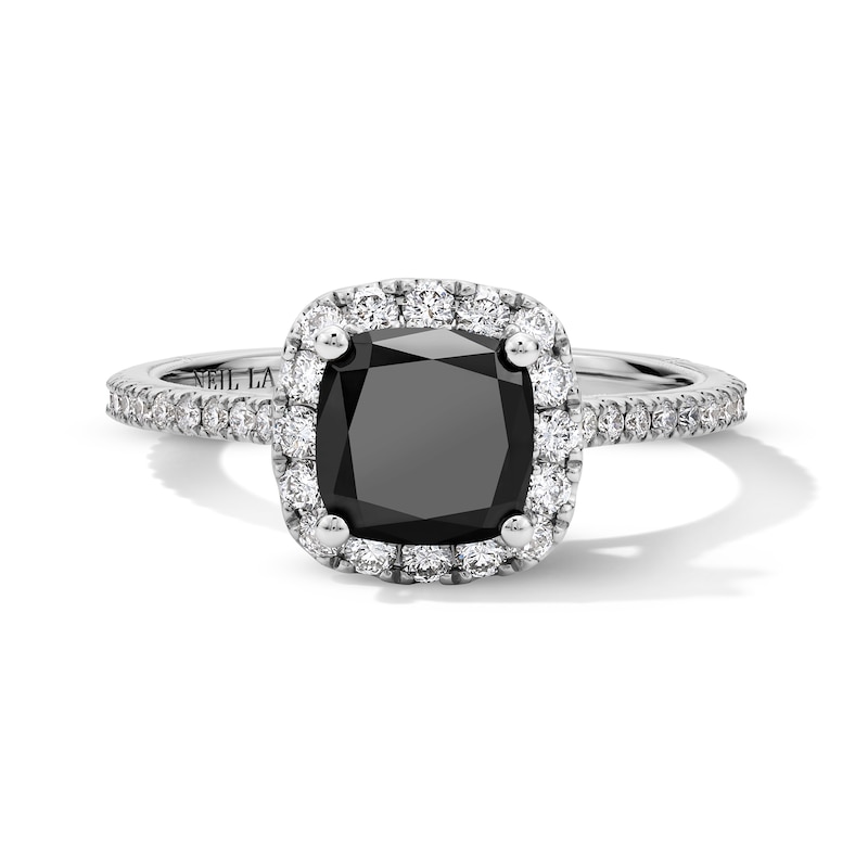 Main Image 8 of Neil Lane Cushion-Cut Black Diamond & White Diamond Engagement Ring 2 ct tw 14K White Gold