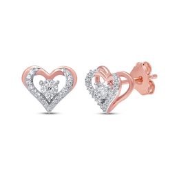 Previously Owned Diamond Stud Heart Earrings 1/10 ct tw 10K Rose Gold