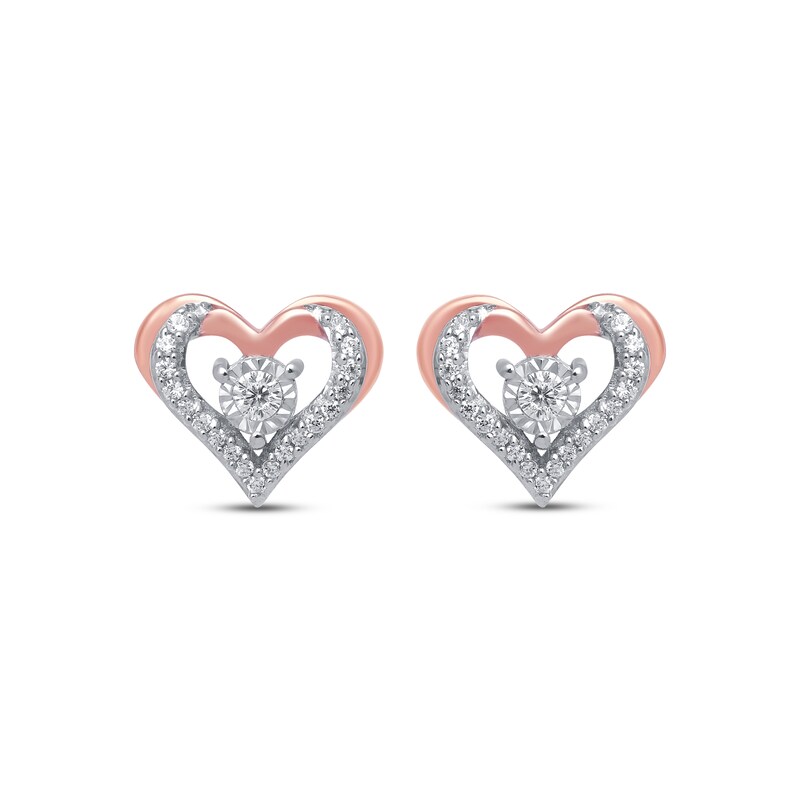 Main Image 2 of Previously Owned Diamond Stud Heart Earrings 1/10 ct tw 10K Rose Gold