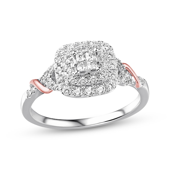 Previously Owned Diamond Engagement Ring 1/2 ct tw Princess & Round-cut 10K Two-Tone Gold