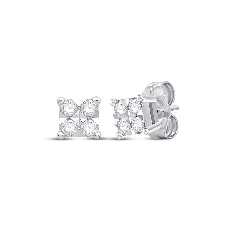 Main Image 1 of Previously Owned Diamond Stud Earrings 1/8 ct tw 10K White Gold