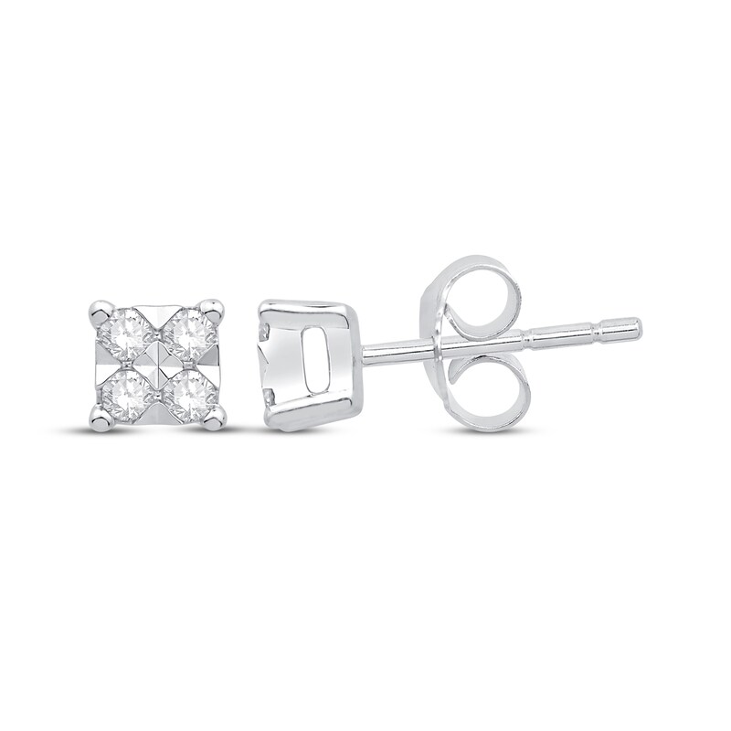 Main Image 3 of Previously Owned Diamond Stud Earrings 1/8 ct tw 10K White Gold