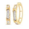Thumbnail Image 1 of Previously Owned Diamond Hoop Earrings 1/4 ct tw Round & Baguette 10K Yellow Gold