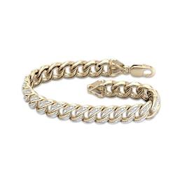 Previously Owned Men's Cuban Curb Chain Bracelet 2 ct tw Diamonds 10K Yellow Gold 8.5&quot;