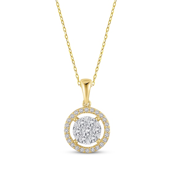 Previously Owned Diamond Necklace 1/2 ct tw Round-cut 10K Two-Tone Gold