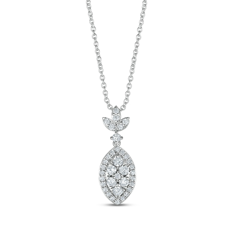 Main Image 1 of Previously Owned Diamond Necklace 1/2 ct tw Round-cut 10K White Gold 18"