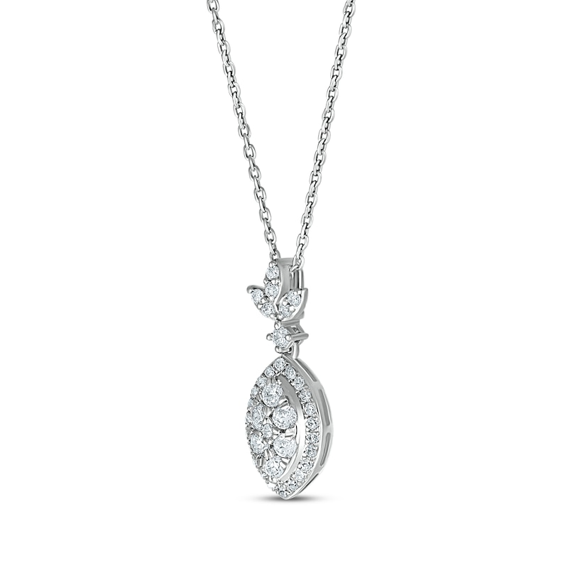 Main Image 2 of Previously Owned Diamond Necklace 1/2 ct tw Round-cut 10K White Gold 18"