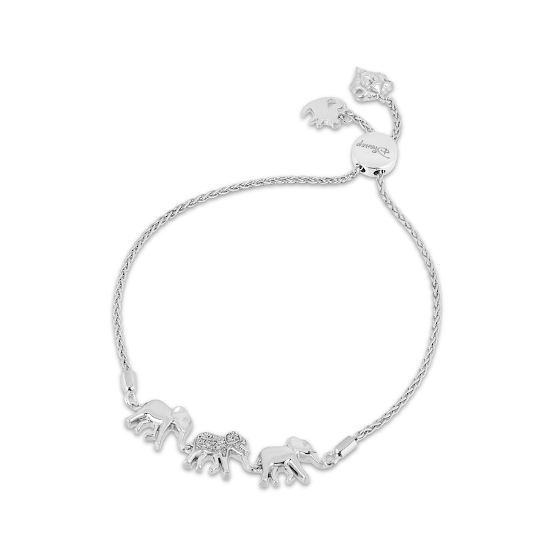 Main Image 1 of Previously Owned Disney Treasures The Lion King Diamond Elephant Bolo Bracelet 1/20 ct tw Sterling Silver 9.5"
