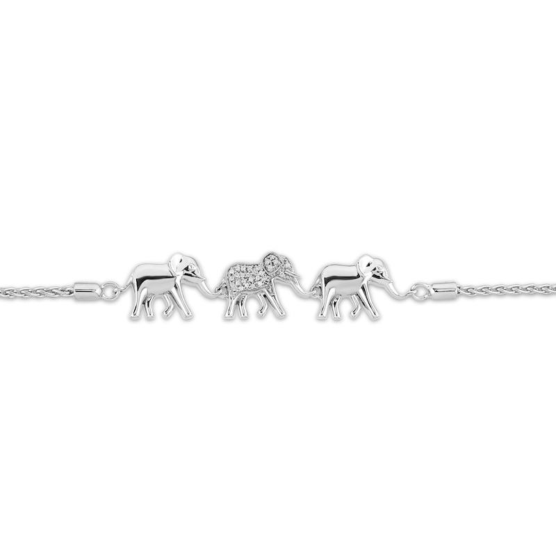 Main Image 2 of Previously Owned Disney Treasures The Lion King Diamond Elephant Bolo Bracelet 1/20 ct tw Sterling Silver 9.5"