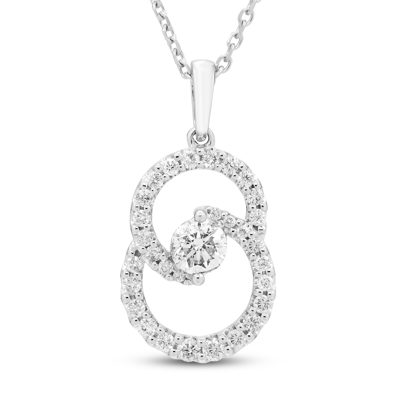 Main Image 1 of Previously Owned Encircled by Love Diamond Necklace 1/2 ct tw Round-cut 10K White Gold 18"