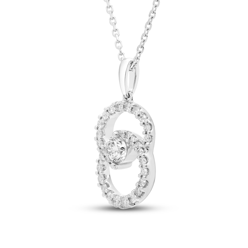 Main Image 2 of Previously Owned Encircled by Love Diamond Necklace 1/2 ct tw Round-cut 10K White Gold 18"