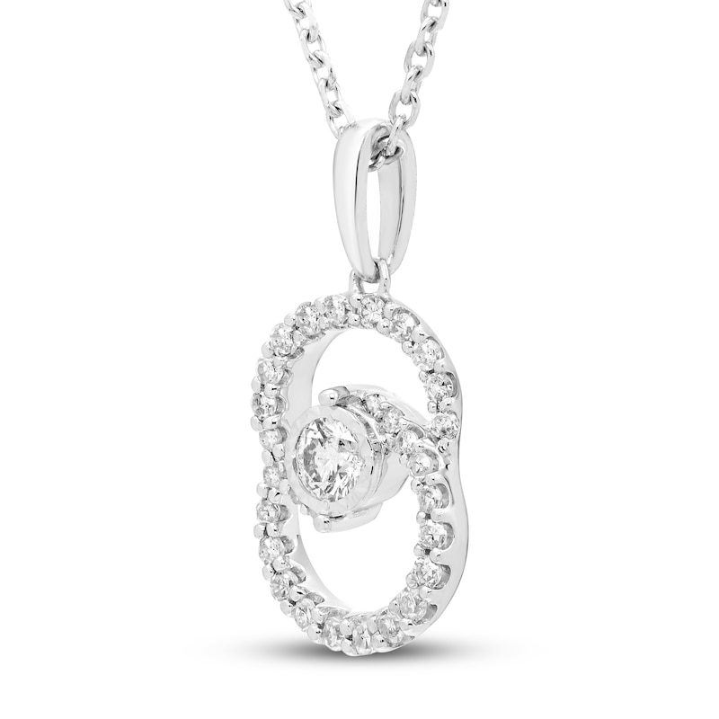 Main Image 2 of Previously Owned Encircled by Love Diamond Necklace 1/4 ct tw Round-cut Sterling Silver 18"