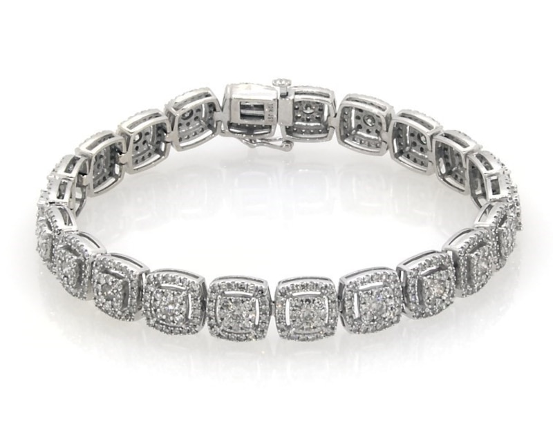 Main Image 1 of Previously Owned Diamond Bracelet 5 ct tw Round-cut 10K White Gold 7"