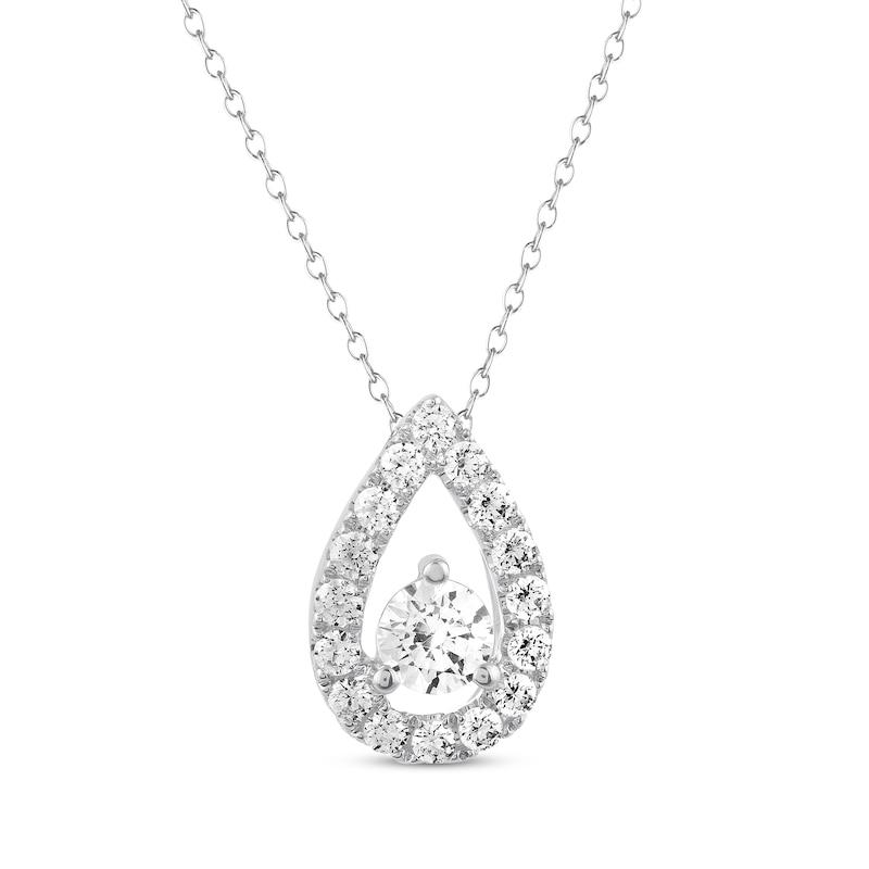Main Image 1 of Previously Owned THE LEO Diamond Necklace 1/2 ct tw Round-cut 14K White Gold 19"