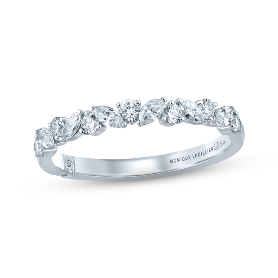 Previously Owned Monique Lhuillier Bliss Diamond Wedding Band 1/2 ct tw Marquise & Round-cut 18K White Gold