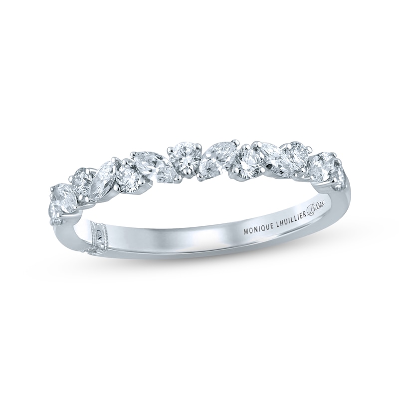 Main Image 1 of Previously Owned Monique Lhuillier Bliss Diamond Wedding Band 1/2 ct tw Marquise & Round-cut 18K White Gold