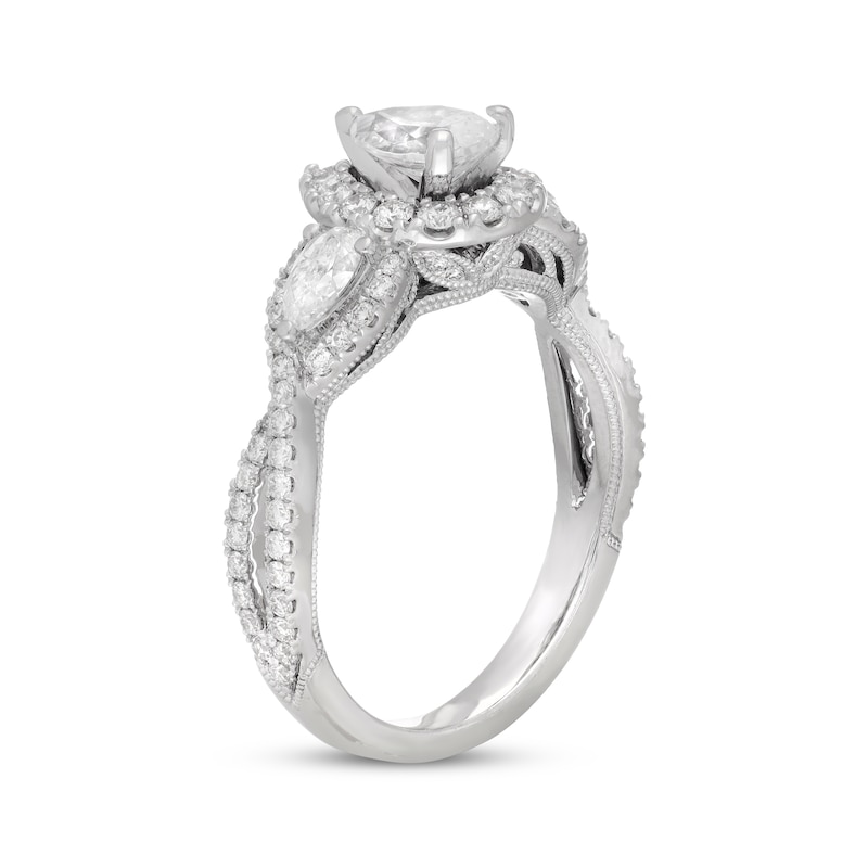 Previously Owned Neil Lane Diamond Engagement Ring 1-1/4 ct tw Pear & Round-cut 14K White Gold